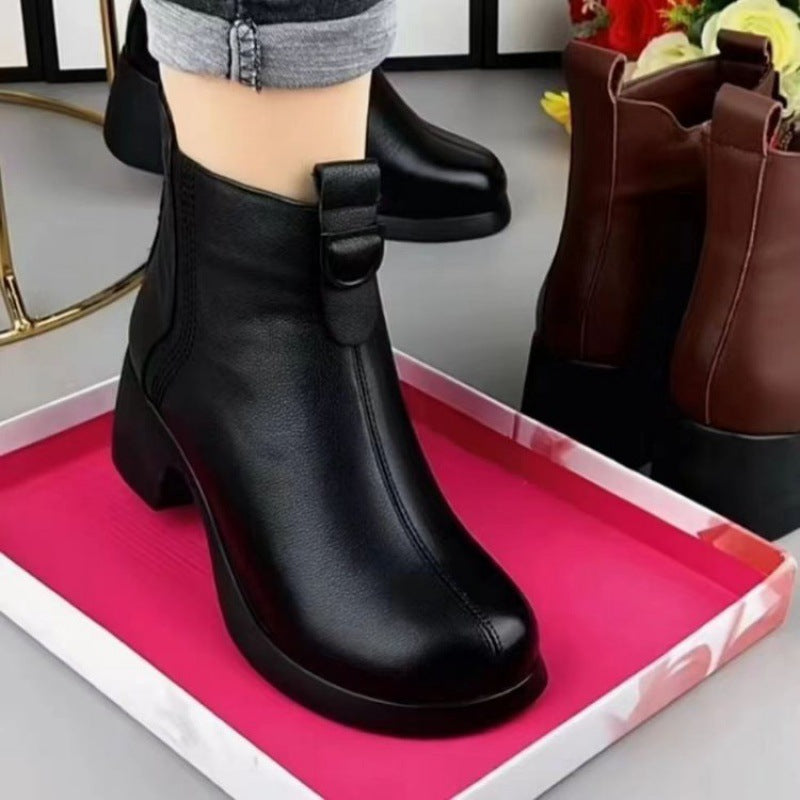 👠【35-40】Noi cizme scurte anti-alunecare cu fermoar lateral de toamnă și iarnă-3840815