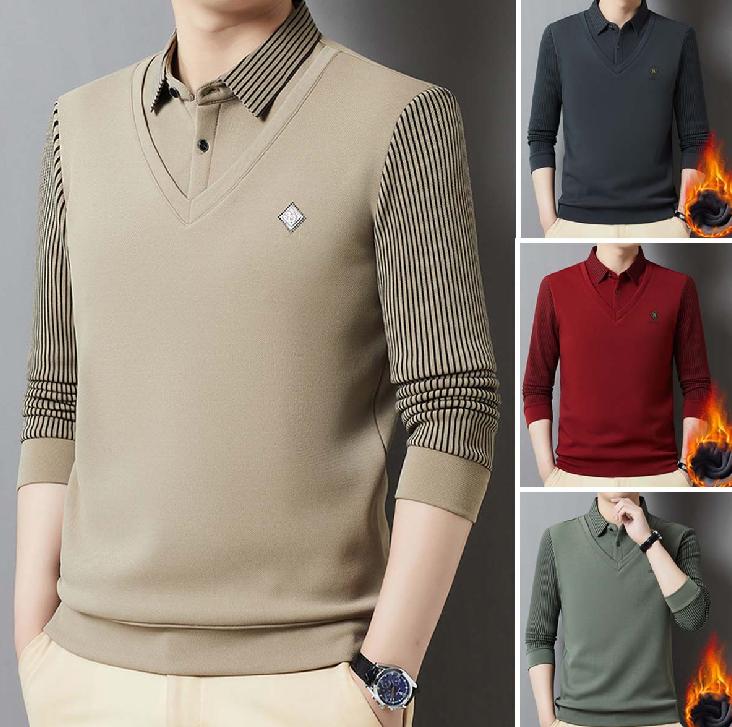 🔥【M-4XL】👔 Ανδρικό premium κασμιρένιο ζεστό σετ μπλούζας με μακριά μανίκια-4117331