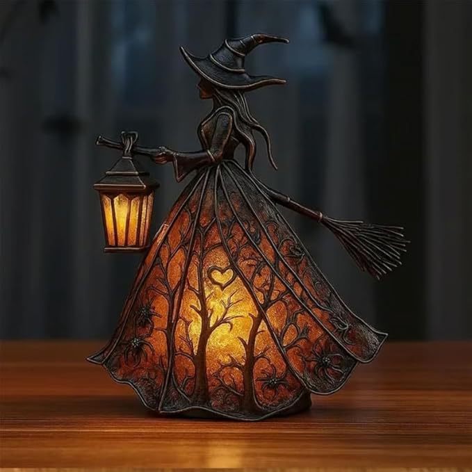 🧙♀️Λάμπα μάγισσας για το Halloween, τρομακτικό γοτθικό διακοσμητικό φανάρι, μοναδικό διακοσμητικό μοτίβο επιτραπέζιου λαμπτήρα, νυχτερινό φως με πόδια.-4116944