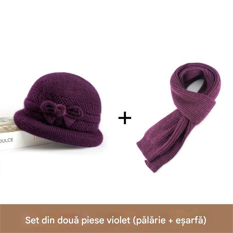 🧶Pălărie + eșarfă 🧶 Însoțitor cald iarna: pălărie caldă de lână tricotată