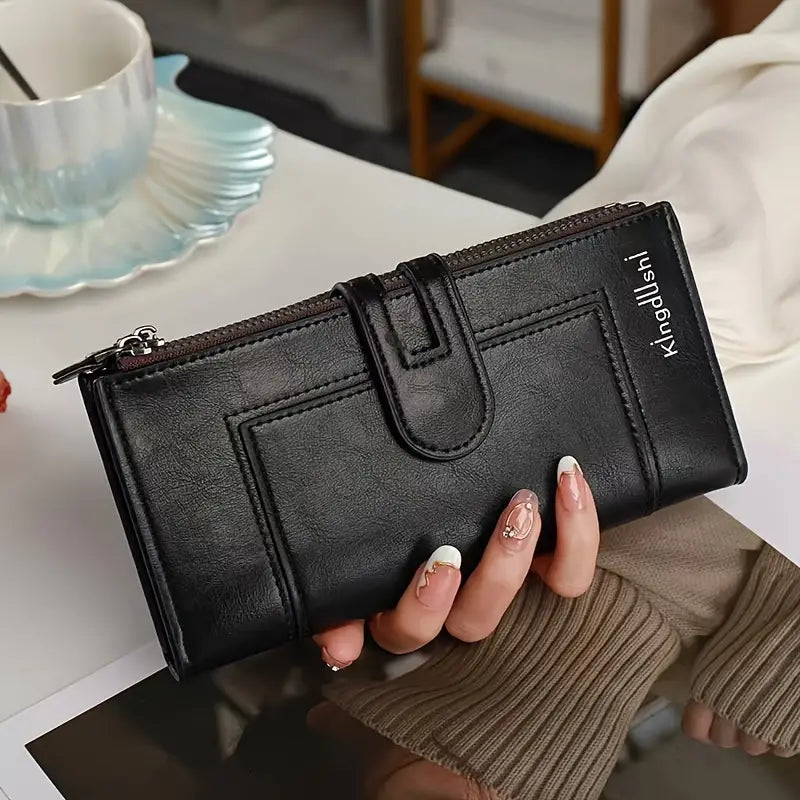 💰Damski portfel w stylu retro z prawdziwej skóry, z podwójnym zamkiem-4113973