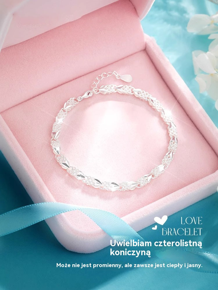 😀👉💖🍀Uwielbiam nową modną bransoletkę ze srebra próby 925 z czterolistną koniczyną dla kobiet【30% ZNIŻKI】-4227969