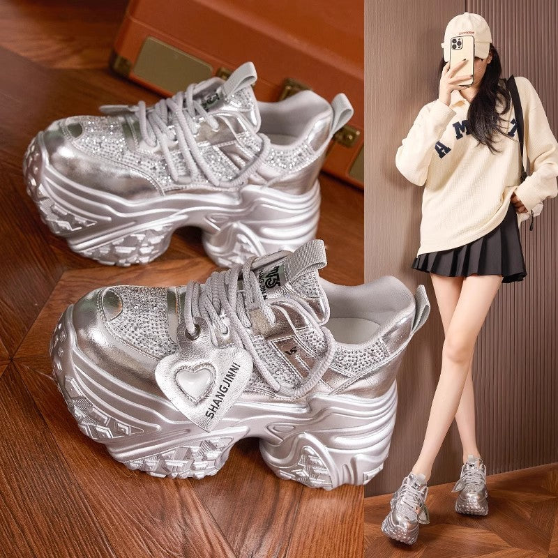 【35-40】Pantofi sport cu talpă groasă, la modă, toamna 2025 - creștere înălțime 10 cm-4092437