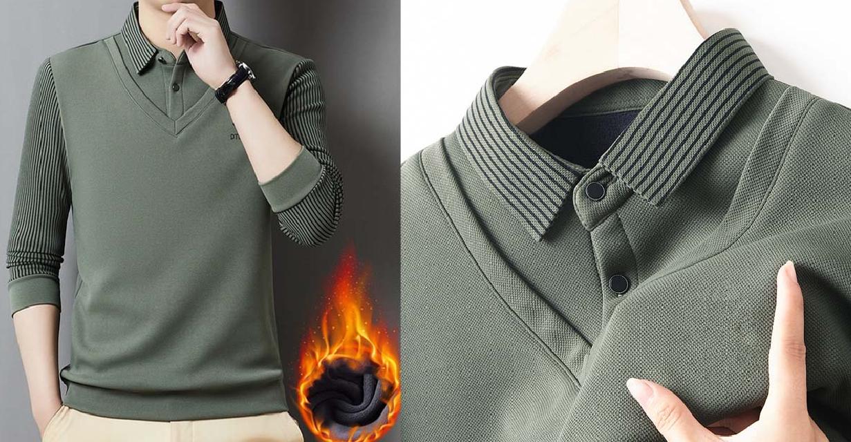 🔥【M-4XL】👔 Ανδρικό premium κασμιρένιο ζεστό σετ μπλούζας με μακριά μανίκια-4117331