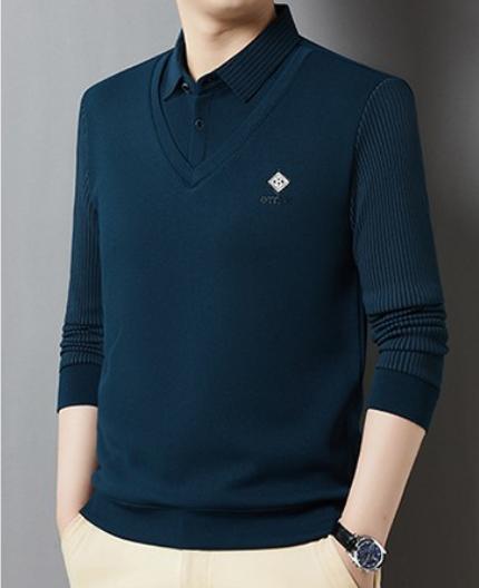 🔥【M-4XL】👔 Ανδρικό premium κασμιρένιο ζεστό σετ μπλούζας με μακριά μανίκια-4117331
