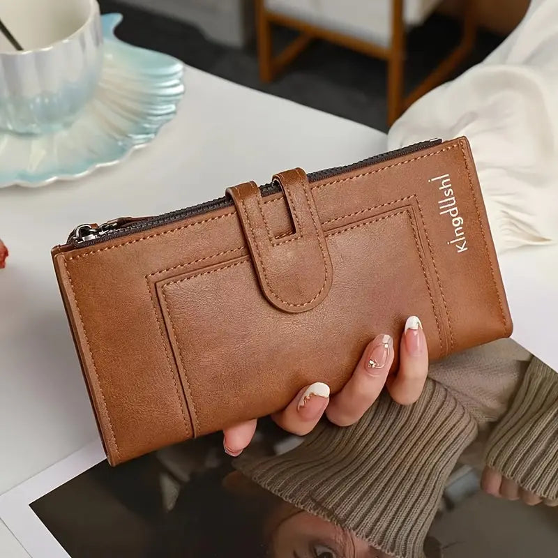 💰Damski portfel w stylu retro z prawdziwej skóry, z podwójnym zamkiem-4113973