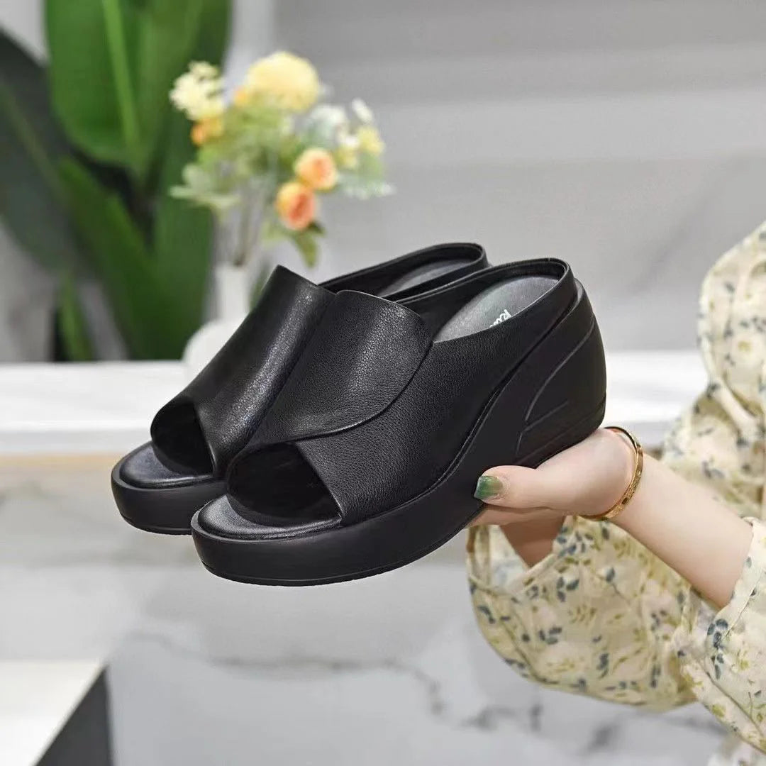 【50% OFF】【35-40】2025 Sandale cu toc înclinat de 5,5 cm-3906357