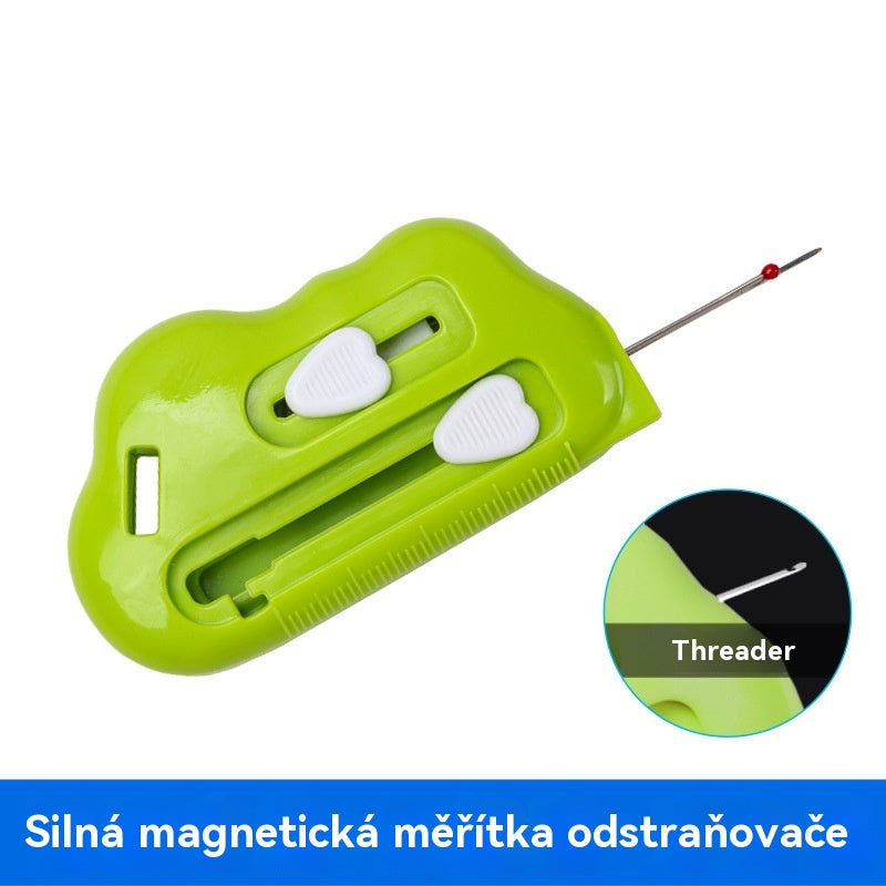 Magnetyczna linijka do szycia 3 w 1 z rozpruwaczem szwów i nawlekaczem | Silna magnetyczna kontrola krawędzi, oznaczenia na linijce (można używać zarówno w domowych, jak i przemysłowych maszynach do szycia)-4204648