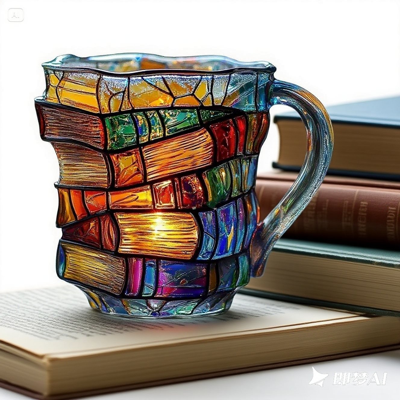 đ Taza de cafĂ© pintada en 3D con forma de libro.-4119990