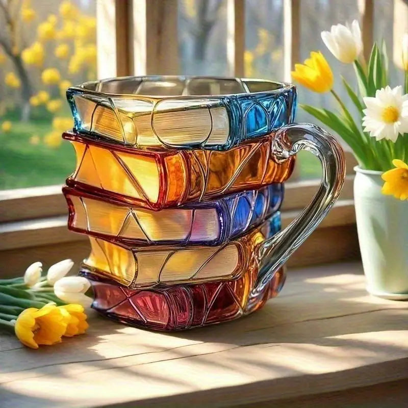 đ Taza de cafĂ© pintada en 3D con forma de libro.-4119990