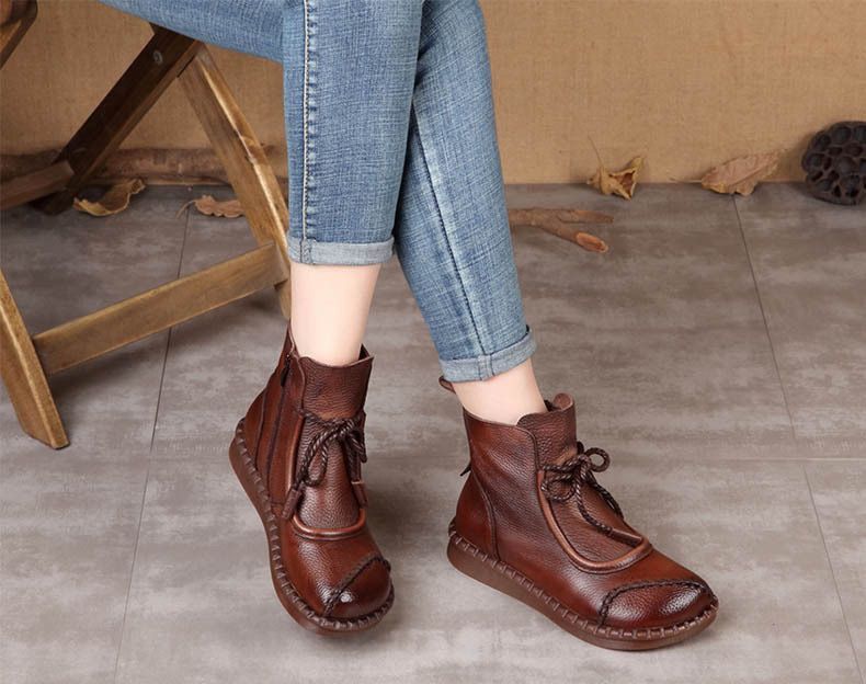 🔥✨【35-40】🌷👢Novedades 2025 Reserva a principios de otoño🎉 Botas vintage de mujer de piel suave-4119995