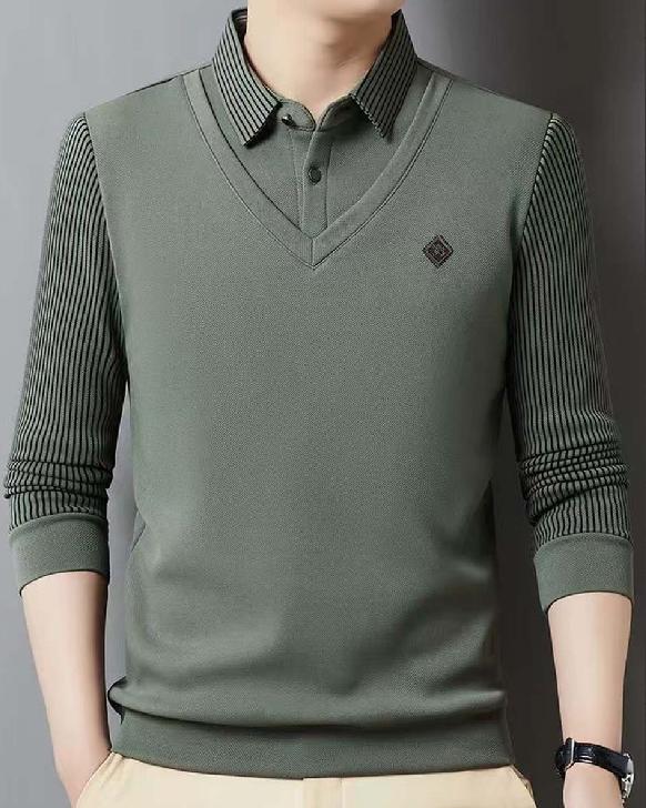 🔥【M-4XL】👔 Ανδρικό premium κασμιρένιο ζεστό σετ μπλούζας με μακριά μανίκια-4117331