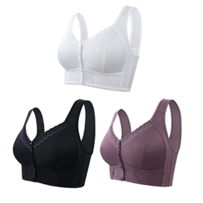 (3buc)💕🎁【45kg-155kg】Sutien supradimensionat, respirabil, din bumbac moale, cu nasturi frontali-3896550