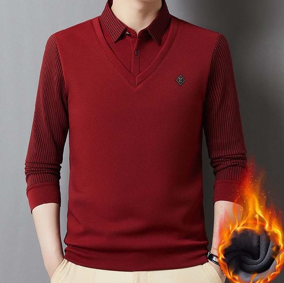 🔥【M-4XL】👔 Ανδρικό premium κασμιρένιο ζεστό σετ μπλούζας με μακριά μανίκια-4117331