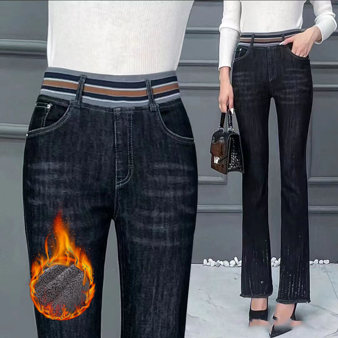 šć26-34ćš„Noui blugi elastici de pluČ cu talie Ć®naltÄ, Ć®ngroČaČi de iarnÄ (40-85KG)-3845233