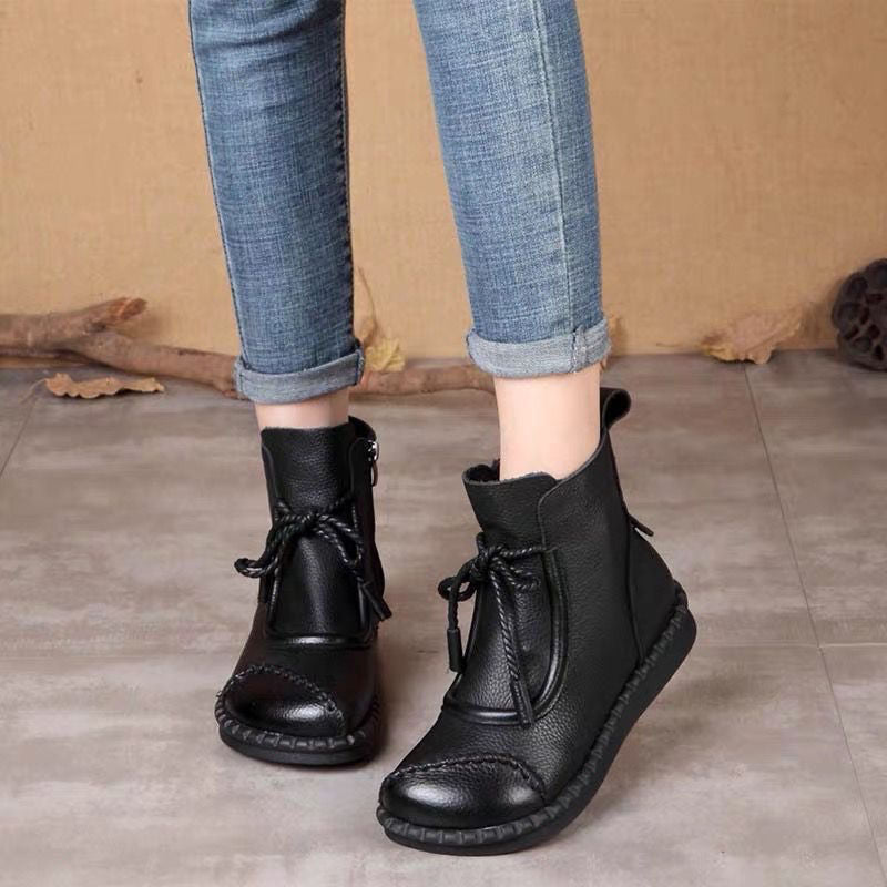 🔥✨【35-40】🌷👢Novedades 2025 Reserva a principios de otoño🎉 Botas vintage de mujer de piel suave-4119995