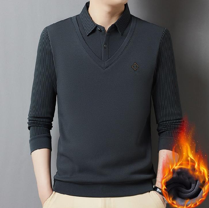 🔥【M-4XL】👔 Ανδρικό premium κασμιρένιο ζεστό σετ μπλούζας με μακριά μανίκια-4117331