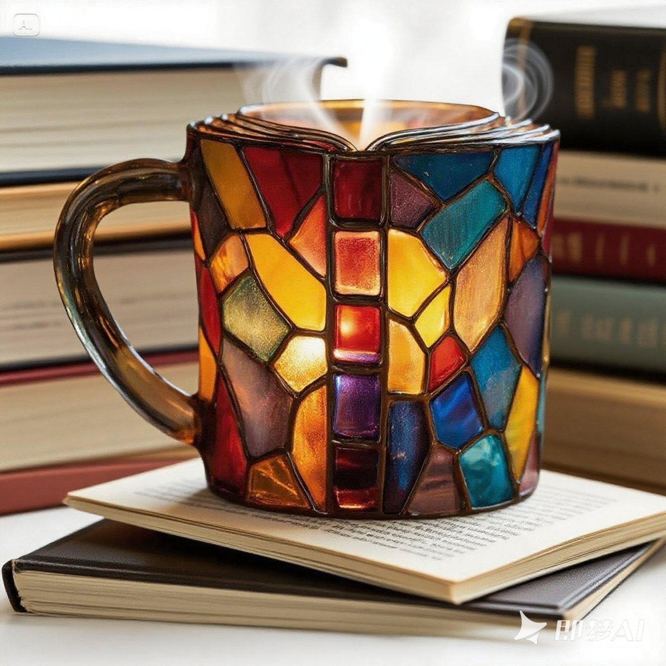 đ Taza de cafĂ© pintada en 3D con forma de libro.-4119990