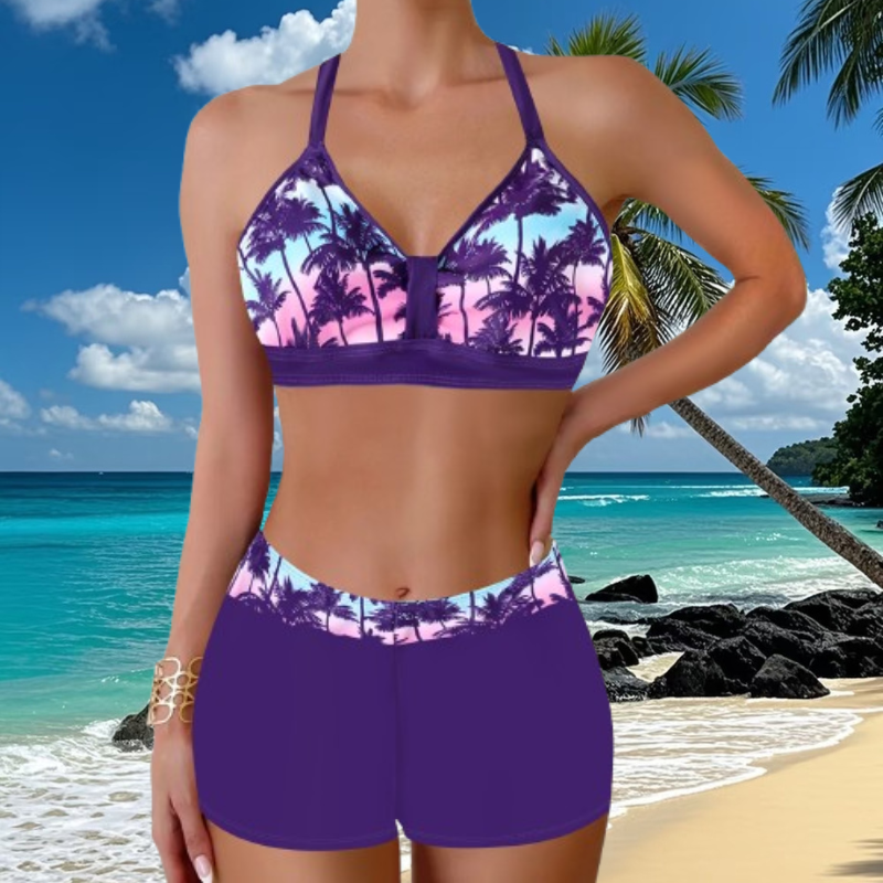 🏖️👙【Reducere limitată în timp】🌴【S-5XL】Set de costume de baie imprimate pentru vacanță la plajă 2025-3981768
