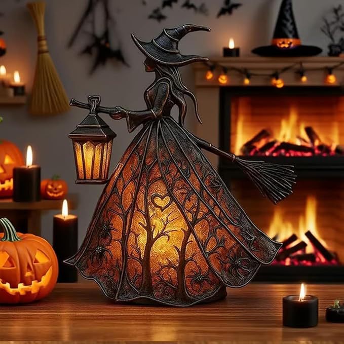 🧙‍‍♀️Λάμπα μάγισσας για το Halloween, τρομακτικό γοτθικό διακοσμητικό φανάρι, μοναδικό διακοσμητικό μοτίβο επιτραπέζιου λαμπτήρα, νυχτερινό φως με πόδια.-4116944