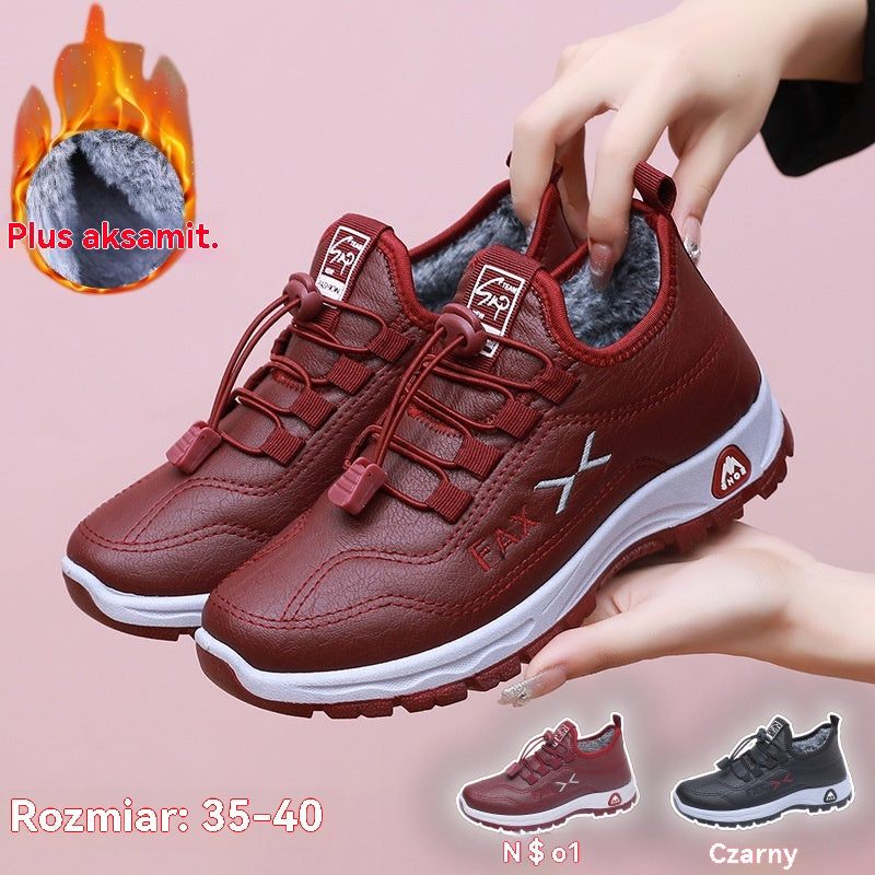 【35-41】Damskie ręcznie robione buty z prawdziwej skóry z aksamitu i bawełny w nowym stylu, zimowe-4135752