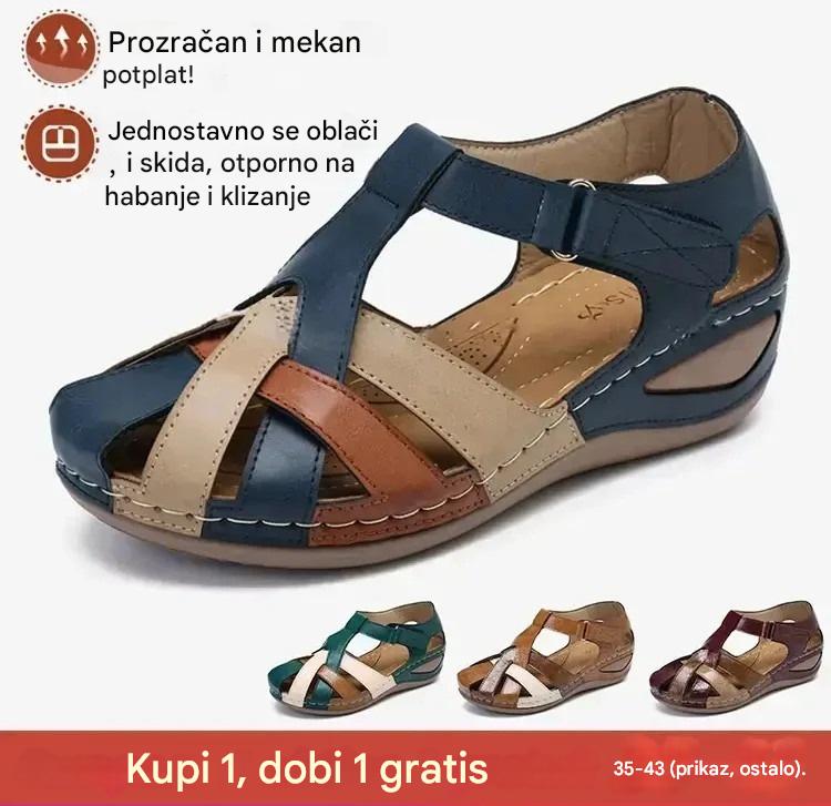 💖[35-43] Ženske ljetne sandale, izrađene od mekane kože, debeli potplat, šuplji čičak-4231139