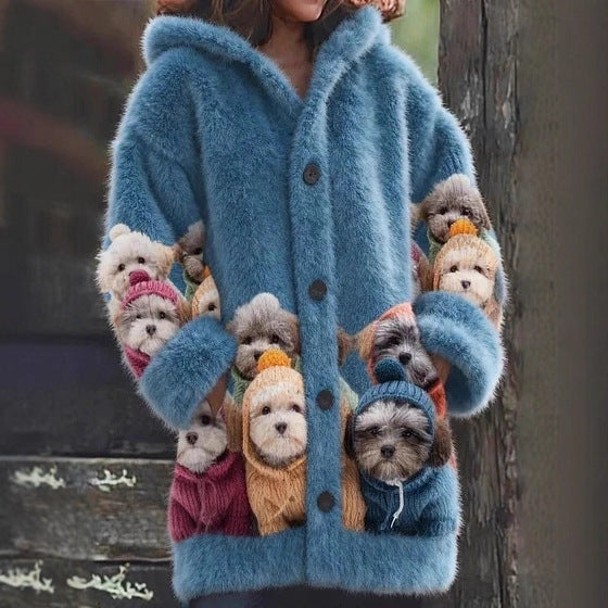 【S-5XL】Plyšový roztomilý s kapucí s fleecovou podšívkou, tlustý kabát-4185623