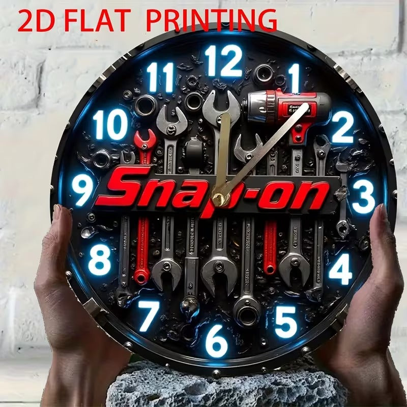 Dekorace ciferníku mechanických hodin v industriálním provedení - vhodná do garáží, ateliérů a prostor pouze pro muže.-4190719