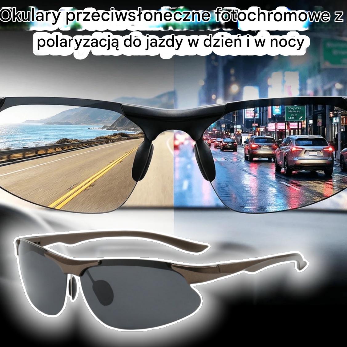 🕶️【Ostatni dzień promocji ⚡】 Okulary polaryzacyjne fotochromowe do jazdy w dzień i w nocy 🚗