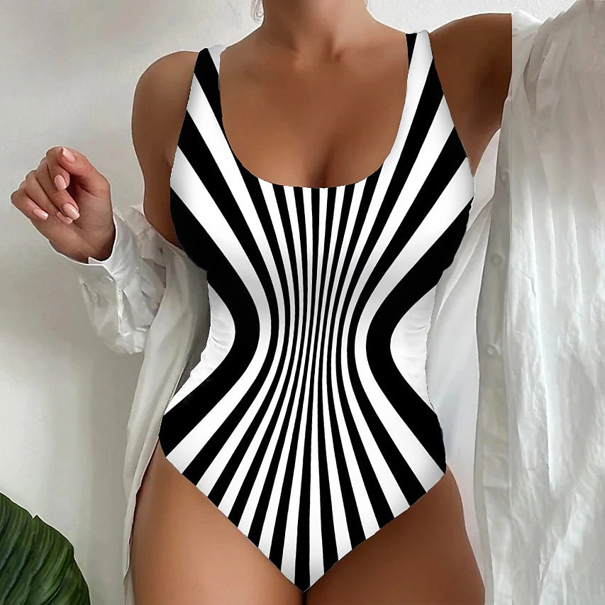 【S~6XL】Seksowny, jednoczęściowy kostium kąpielowy w paski