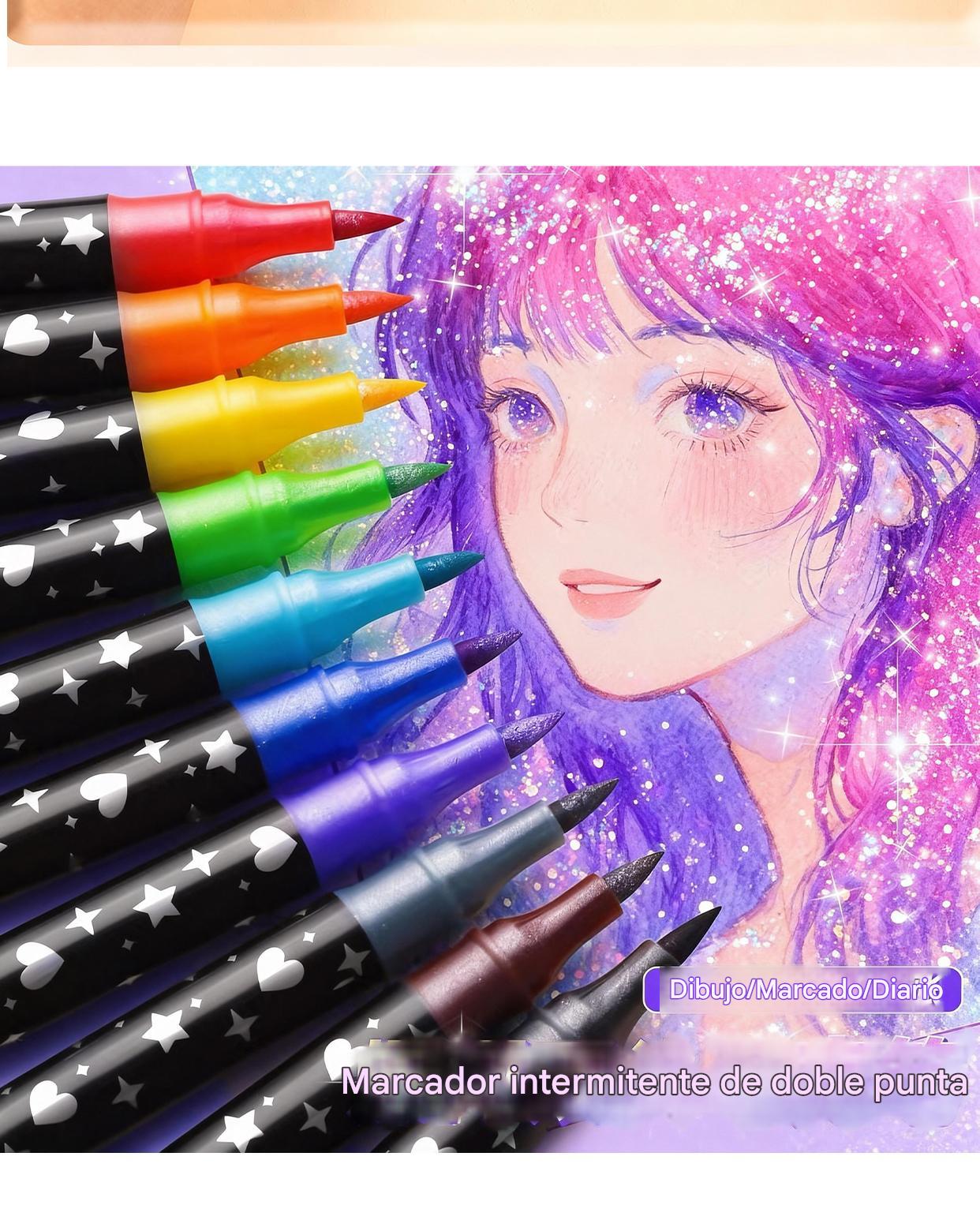 🔥✨️【12 kusů (dárková krabička s oboustranným uzávěrem a 24 barev)】🎨🖍️Sada dvoubodového bleskového osvětlení-4193270