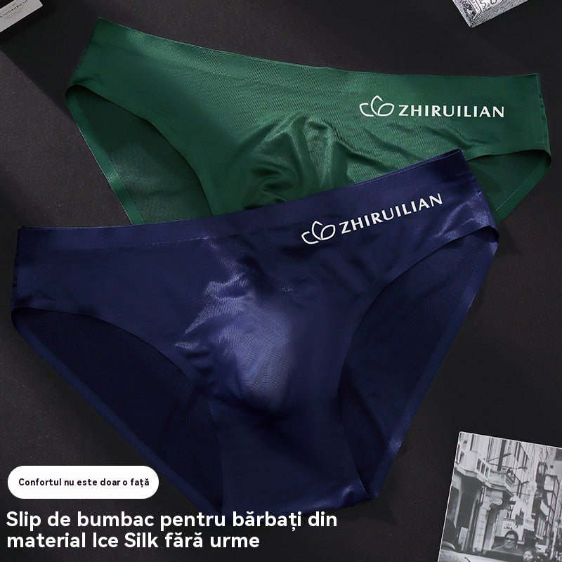 🔥🩲【Cumpără 5, primești 5 gratis】Chiloți triunghiulari respirabili din mătase glacială pentru bărbați, cu talie joasă（45-100kg)-4057556