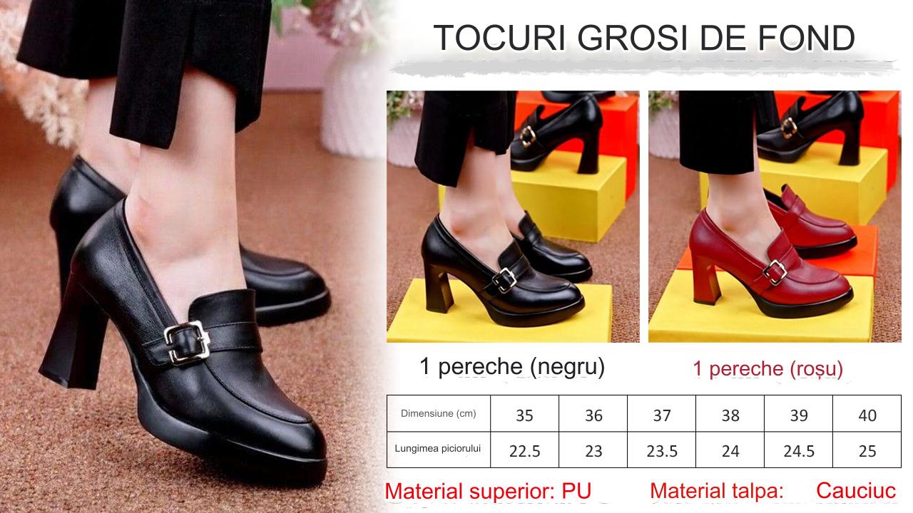 👠【35-40】2025 Noua Talpă groasă Toc gros Moda Damă Toc Înalt Pantofi din piele-3879537