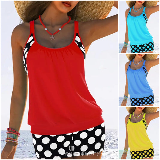 🏖️【S-4XL】【✨Cumpără unul, primești unul gratuit】Set de costum de baie sexy pentru femei, cu bretele, buline, mărime mare, 2025-4033459