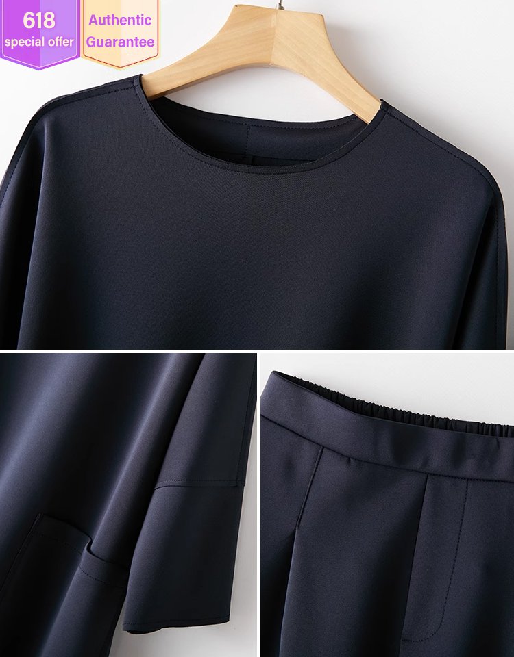 🍁🍂【M-3XL】 2025 noi de primăvară și vară culoare uni topuri casual din două piese + pantaloni-3970878