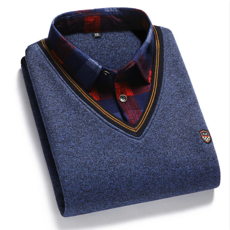 👔 [M-4XL] Cămașă tricotată pentru bărbați Plus catifea pentru a se îngroșa Menține cald