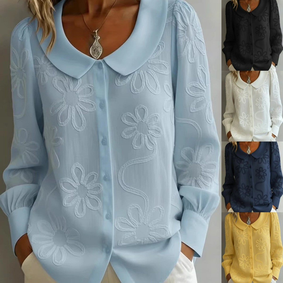 👚 Francuska retro koszula z haftem 2026-4238008