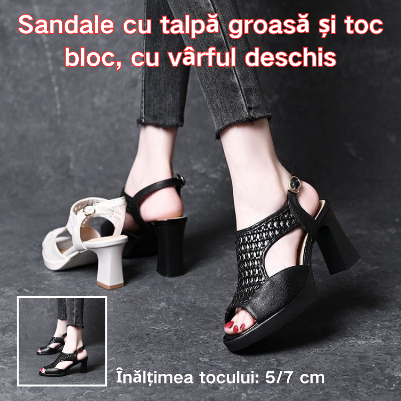 🔥【Cumpără 1, primești 1 gratuit】🔥【35-40】👡Sandale de vară noi 2025, cu toc plat, cu vârful deschis, cu talpă groasă și toc plat, cu gura de pește (înălțimea tocului 5/7 cm)-4023073