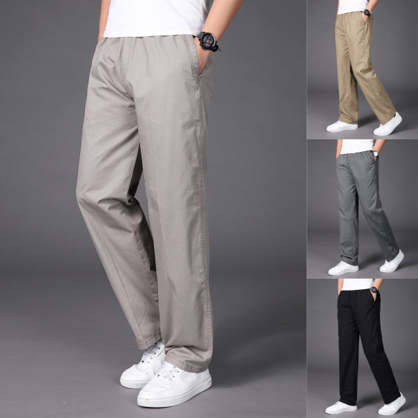 【50-130KG】Pantaloni casual drepti de primăvară și vară pentru bărbați de mărime mare