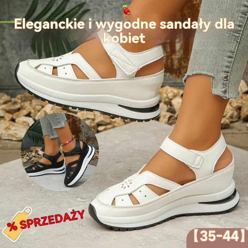 🔥🌸【35-44】Wygodne damskie sandały, modne w 2025 roku, z wydrążonymi obcasami, wykonane z prawdziwej skóry.-4253212