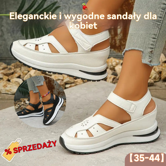 🔥🌸【35-44】Wygodne damskie sandały, modne w 2025 roku, z wydrążonymi obcasami, wykonane z prawdziwej skóry.-4253212