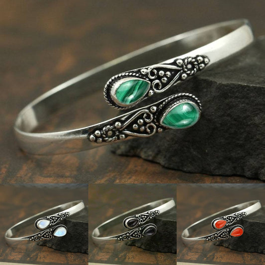Βραχιόλι Vintage S925 Silver Green Agate-4118139