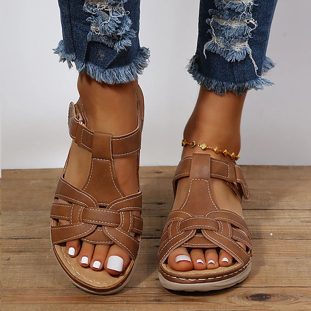 👡💥【Cumpărați 1, primiți 1 gratuit】【35-43】20245 Sandale de damă din piele romană cu talpă groasă-3958359