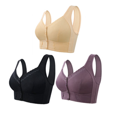 （3buc）💕🎁【45kg-155kg】Sutien supradimensionat, respirabil, din bumbac moale, cu nasturi frontali-3896550