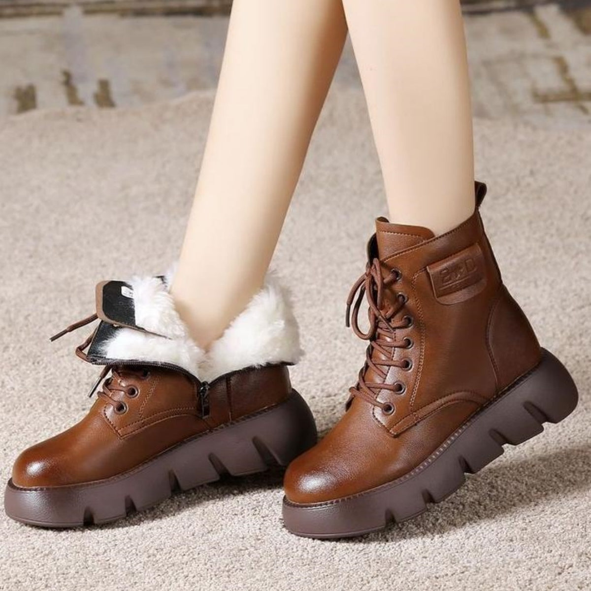 ⛄️👢【35-40】Noi cizme de iarnă cu talpă groasă plus catifea calde pentru zăpadă, cu talpă moale, impermeabile și anti-alunecare