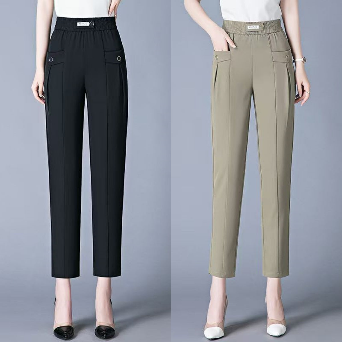 【S-4XL】🔥Cumpărați 1 obțineți 1 gratuit🔥Noi pantaloni casual cu picioare drepte de înaltă calitate, pantaloni simpli, subțiri, cu talie înaltă-3943517