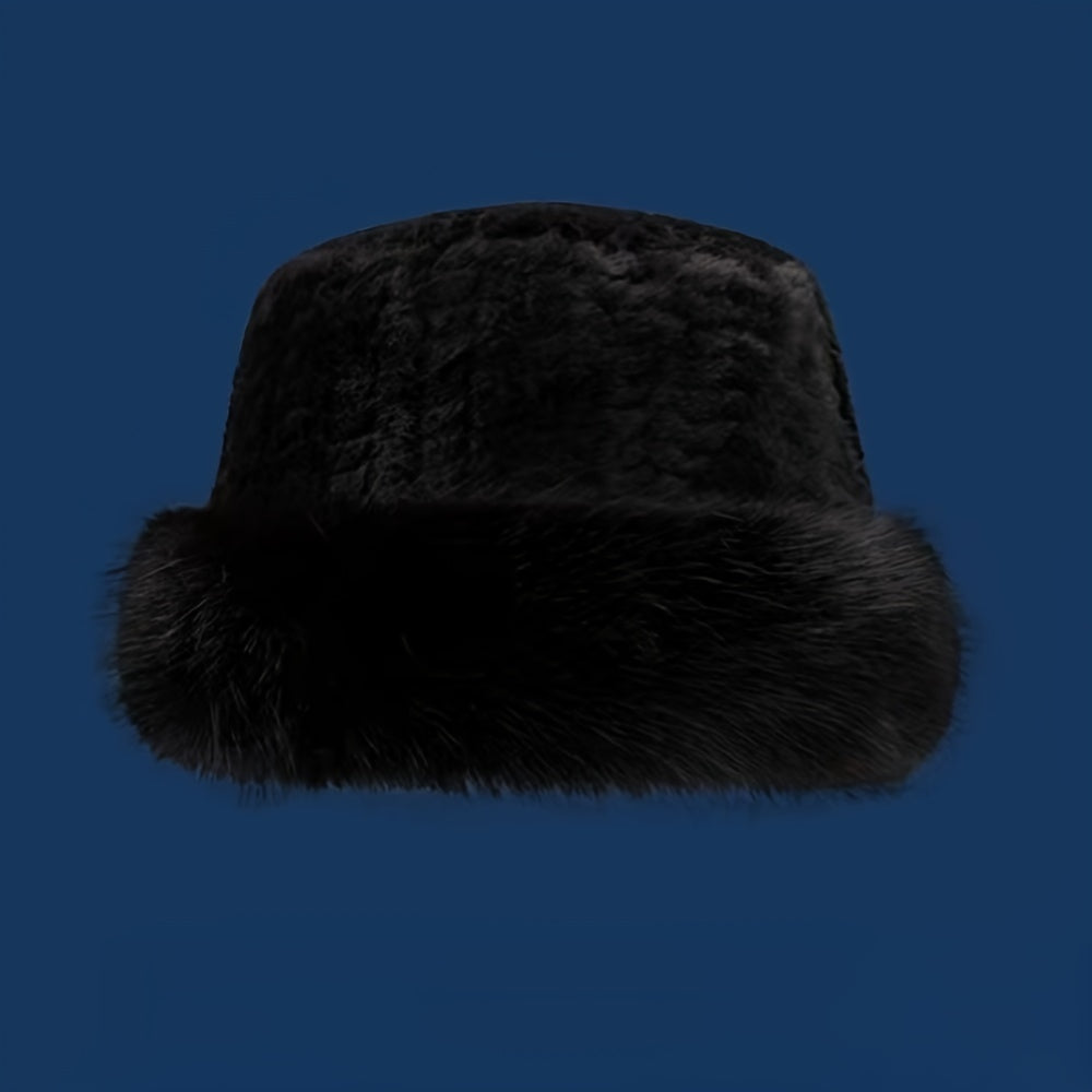 👒Pălărie de pescar din blană sintetică de iepure la modă caldă pentru femei-3845231