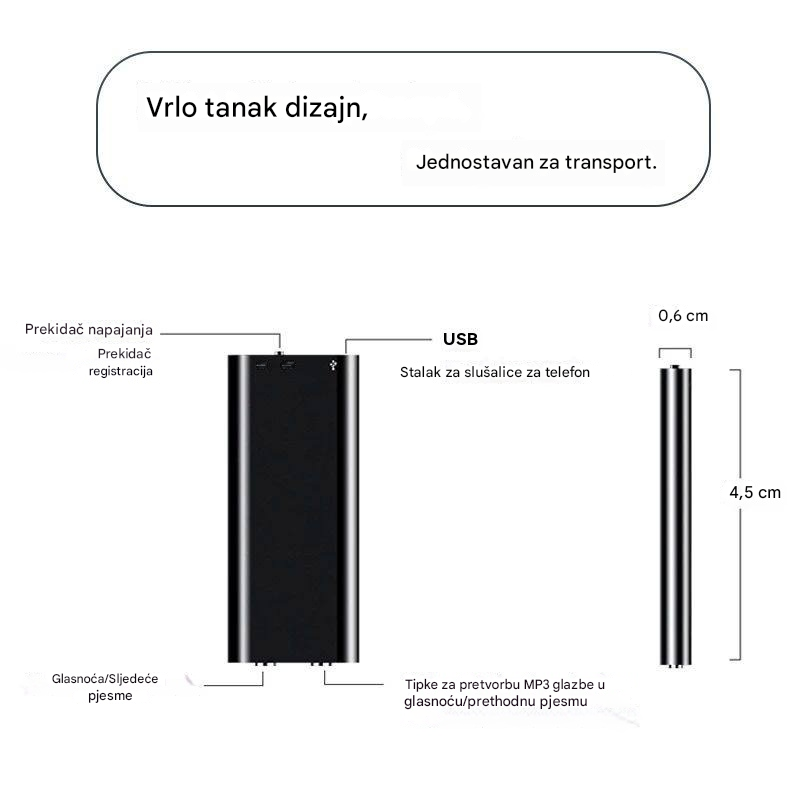 Mini snimač glasa s pametnom glasovnom aktivacijom-4227935