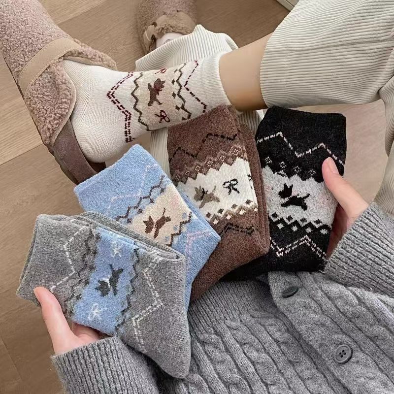 ✨🧦【5pares】💝Calcetines de algodón puro para mujer con diseño de cachorro
