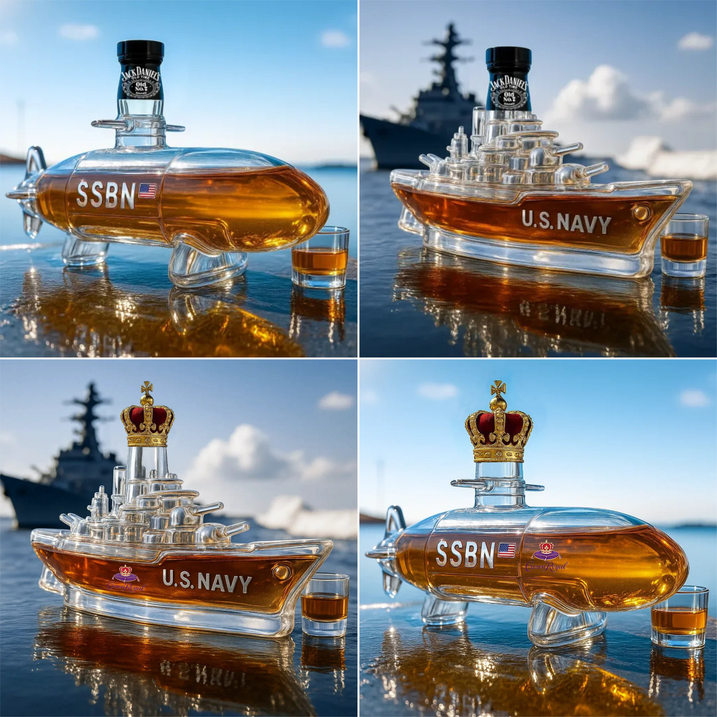 🚢【Cumpărați 1 obțineți 1 gratuit】 Set de sticle de whisky cu design amuzant｜Sticlă de whisky submarin｜Cadou original și decor cool pentru bar-4066412
